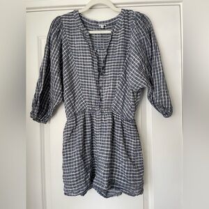 En Creme Blue and White Striped Jumpsuit